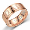 Gold Plated Stainless Steel with Silver Brushed Matte Surface Stepped Dad Ring