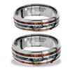 His & Her 6mm/8mm Hawaiian Koa Wood and Abalone Shell Tungsten Carbide Rings Set