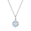 925 Sterling Silver Cubic Zircon and Opal Sun Necklace