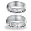 His & Her 6mm/8mm Silver Brushed Domed Tungsten Carbide Wedding Ring Set