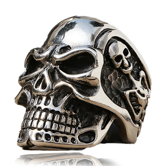 Stainless Steel Punk Rock Skull Ring for Men