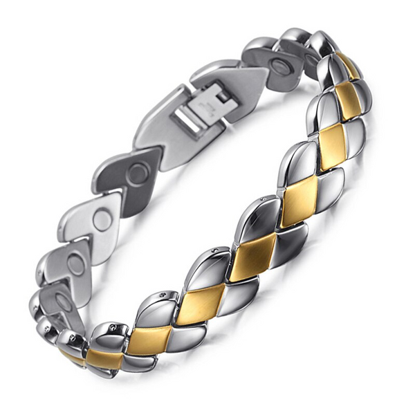 Stainless Steel Magnetic Therapy Bracelet with Adjustable Wristband