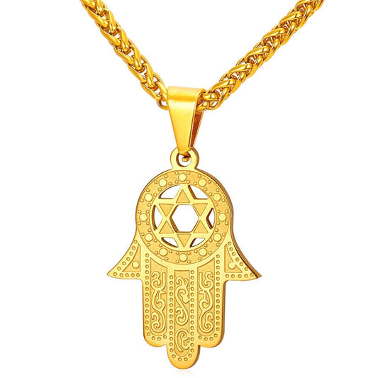 Hamsa Hand of Miriam Star of David Pendant Necklace Jewelry