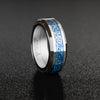 8mm Celtic Dragon Blue Inlay Tungsten Spinner Wedding Band - Glow In The Dark