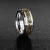 8mm Unisex Silver Gold Celtic Dragon Pattern over Black Carbon Fiber Inlay Wedding Band