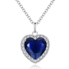 Heart Of The Ocean Blue Sapphire 925 Sterling Silver Solitaire Pendant Necklace