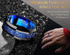 8mm Blue Celtic Dragon Meteorite Tungsten Carbide Ring for Men - Black Wedding Band Polished Comfort Fit
