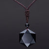 Black Stone Obsidian Six Stars Lucky Amulet Necklace Pendant - Innovato Store