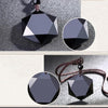 Black Stone Obsidian Six Stars Lucky Amulet Necklace Pendant - Innovato Store