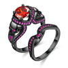 Black Skull Round Cubic Zirconia Engagement Ring Set