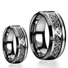 His & Hers Silver Celtic Dragon Inlay Tungsten Carbide Wedding Ring Set