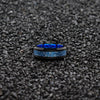 8mm Blue Celtic Dragon Meteorite Tungsten Carbide Ring for Men - Black Wedding Band Polished Comfort Fit