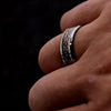 Tungsten Carbide and Silver Coated Dragon Pattern with Black Carbon Inlay Unisex Ring