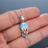 Blue Fire Opal Jelly Fish Pendant Necklace Women’s Jewelry