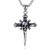 Stainless Steel Skull on a Sword Cross Pendant Necklace