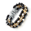 Biker Men's Black, Silver and Gold Motorcycle Chain Bracelet