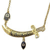 Gold Hamsa Hand and Islamic Sword Pendant Necklace