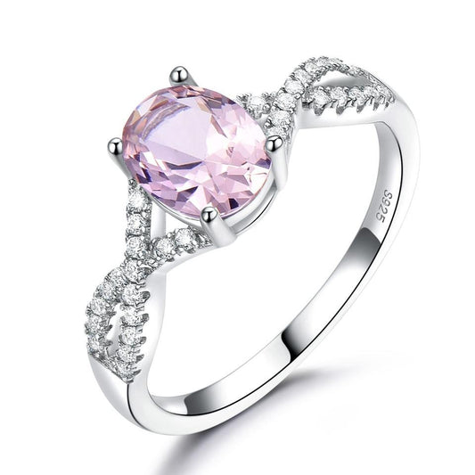 Oval Morganite 925 Sterling Silver Engagement Ring