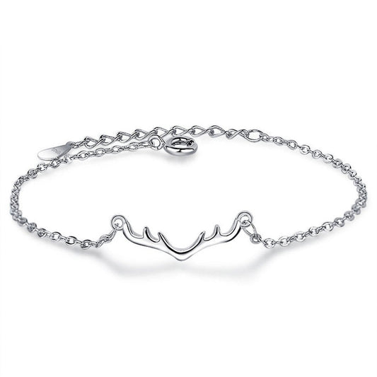 925 Sterling Silver Reindeer Antler Charm Bracelet for Women