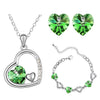 Crystal Heart Necklace, Bracelet & Earrings Jewelry Set