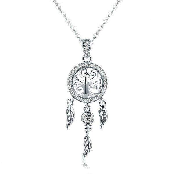 925 Sterling Silver Tree of Life Dream Catcher Pendant Necklace