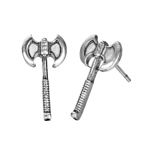 Nordic Gold and Silver Viking Axe Stud Earrings