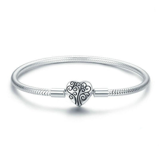 925 Sterling Silver Tree of Life Heart on a Heart Bracelet