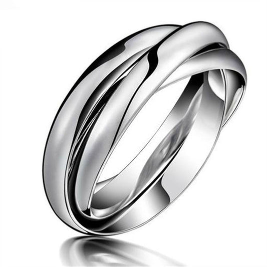 Stainless Steel Interlocking Trinity Wedding Bands for Couples