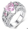 925 Sterling Silver Pink Heart Cubic Zirconia Engagement Ring