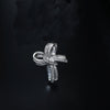 Cross Bowknot with White Cubic Zirconia Pendant Necklace