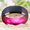 8mm Brushed Matte Black & Pink Tungsten Carbide Wedding Band