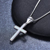 925 Sterling Silver Cross with Fire Opal Pendant Necklace