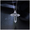 925 Sterling Silver Hollow Cross with Cubic Zirconia Pendant Necklace