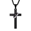 Stainless Steel Cross with Circle Lord's Prayer Pendant Necklace