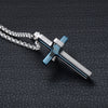 Two Tone Gold & Silver Lord's Prayer Cross Rotating Pendant Necklace