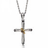 Silver Cross with Gold Skull Pendants Necklace