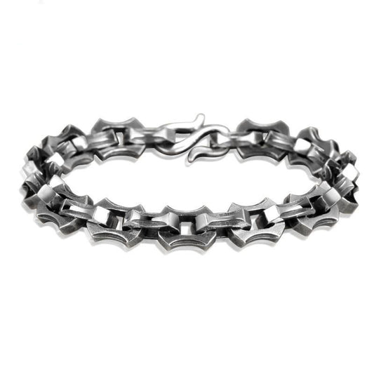 Viking Heavy Chain Link 925 Sterling Silver Biker Vintage Bracelet