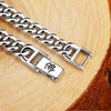 Buddha Six Words Signet Chain Link Sterling Silver Biker Vintage Bracelet