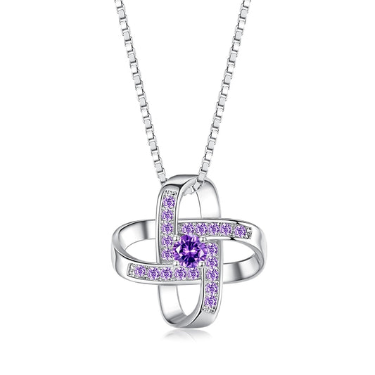 Interlocking Purple Cubic Zirconia Pendant Necklace