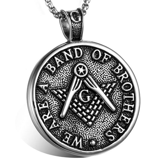 "We Are A Band Of Brothers"" Freemason Pendant Necklace