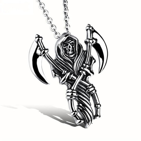 Skeleton Grim Reaper Pendant Necklace