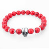 Fashion Lava Beads, Tiger Eye Beads & Natural Stone Beads Skull Charm Bracelet