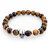 Fashion Lava Beads, Tiger Eye Beads & Natural Stone Beads Skull Charm Bracelet