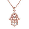 925 Sterling Silver Rose Gold Hand of Hamsa Pendant Necklace