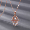 925 Sterling Silver Rose Gold Hand of Hamsa Pendant Necklace