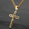 Gold Plated Stainless Steel Catholic Crucifix Pendant Necklace