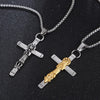 Gold and Silver Santa Muerte Cross Pendant Necklace