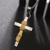 Gold and Silver Santa Muerte Cross Pendant Necklace