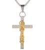 Gold and Silver Santa Muerte Cross Pendant Necklace