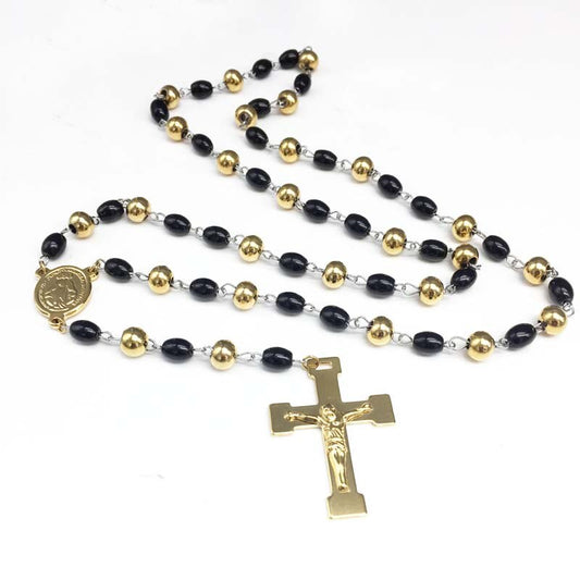Gold and Black Christian Rosary Christian Jewelry